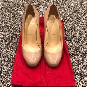 Christian Louboutin nude patent pumps